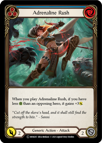Adrenaline Rush (Blue) (Rainbow Foil) [U-MON265-RF] Unlimited Edition Rainbow Foil