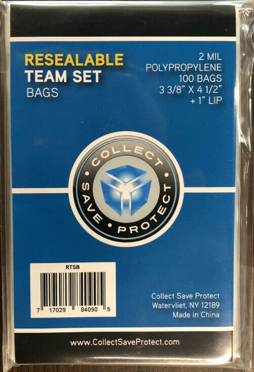 CSP Team Set Bags 100ct Resealable No PVC NIP 3 3/8x4 1/2 + 1" lip